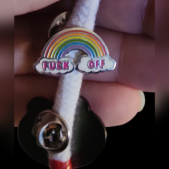 SOLD OUT Rainbow **** off enamel pin - Picture 6 of 6